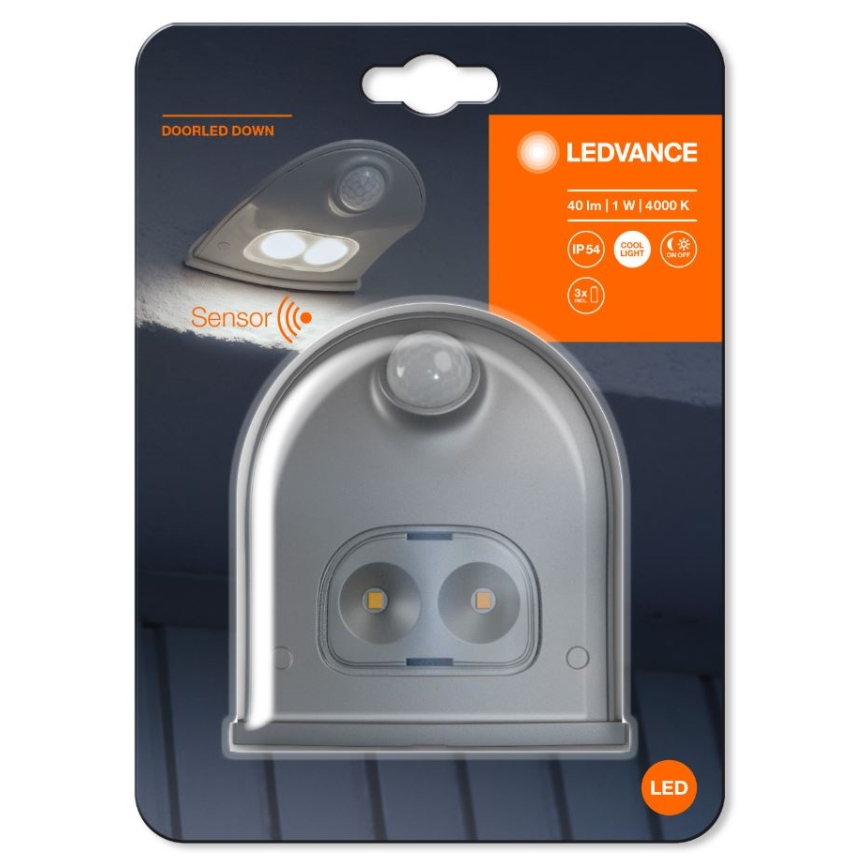 Ledvance - LED Utomhus Väggbelysning med sensor DOORLED LED/1W/4,5V IP54