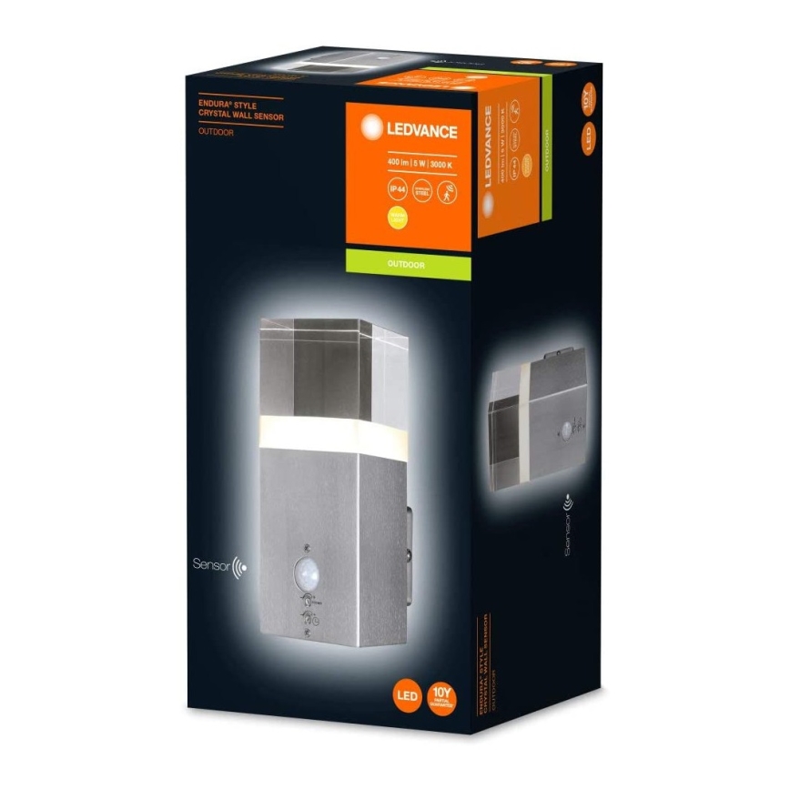 Ledvance - LED Utomhus Väggbelysning med sensor Kristall 1xLED/5W/230V IP44