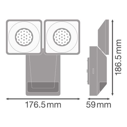 Ledvance - LED Utomhus Väggbelysning med sensor SPOT 2xLED/8W/230V IP55