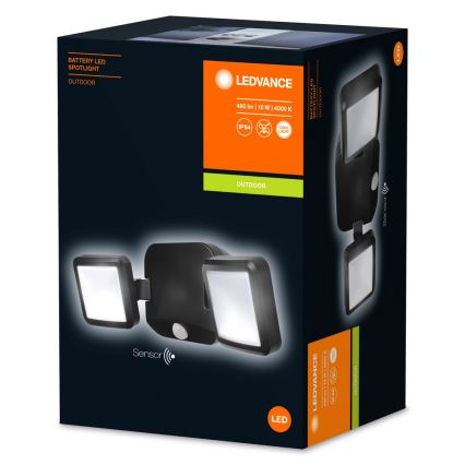 Ledvance - LED Utomhus vägglampa med sensor BATTERY 2xLED/10W/4xD IP54