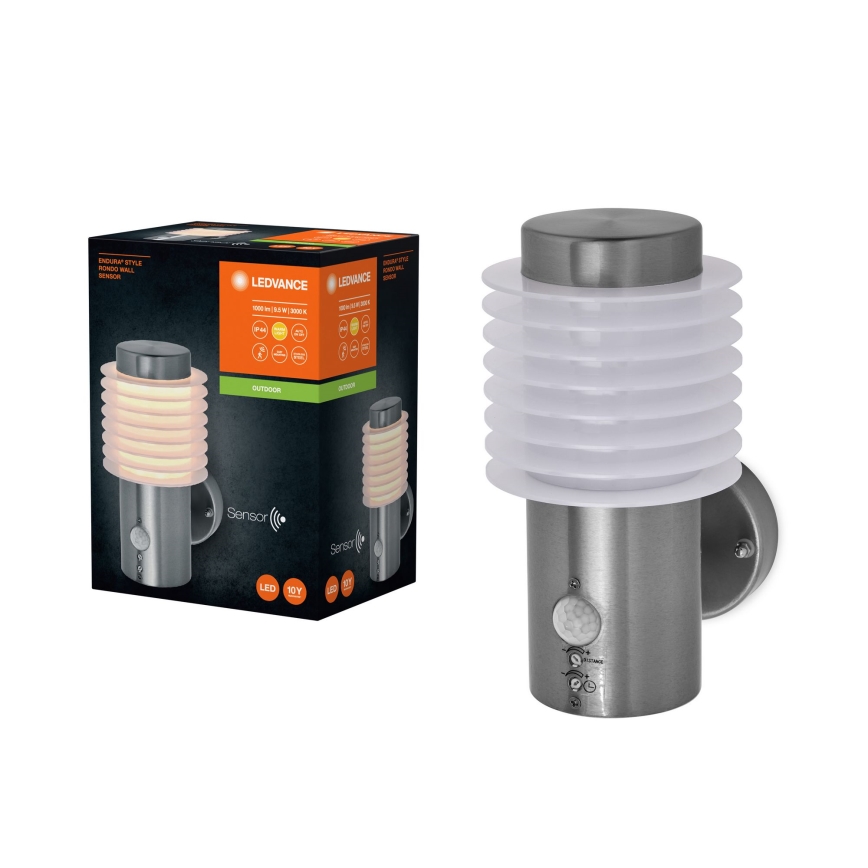 Ledvance - LED Utomhus vägglampa med sensor ENDURA RONDO LED/9,5W/230V IP44 krom