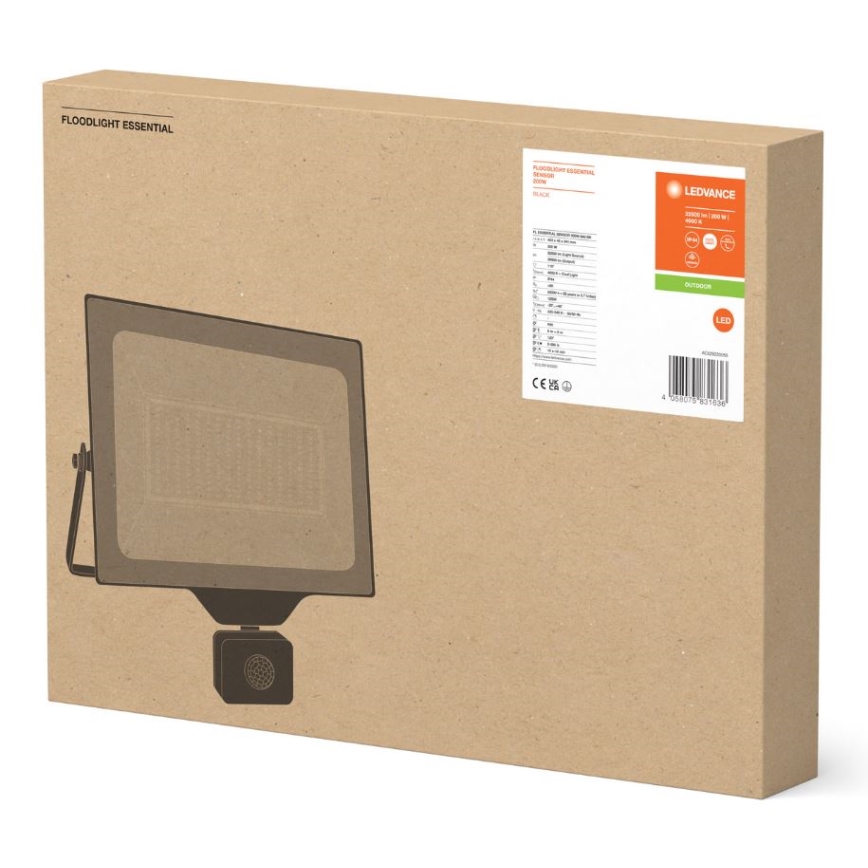 Ledvance - LED Väggstrålkastare för utomhusbruk med sensor FLOODLIGHT ESSENTIAL LED/200W/230V IP65