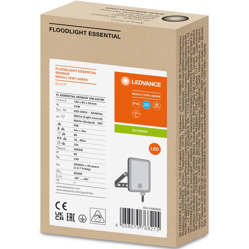 Ledvance - LED Utomhusstrålkastare med sensor FLOODLIGHT LED/10W/230V 4000K IP65
