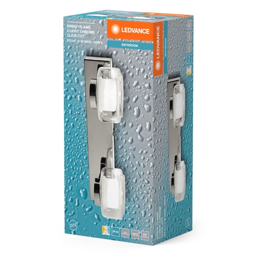 Ledvance - LED Vägglampa för badrum ORBIS FLAME 2xLED/5,5W/230V 3000/4000K IP44 krom