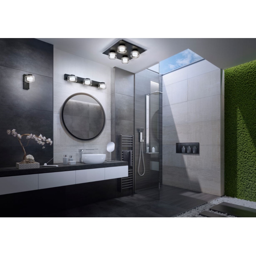 Ledvance - LED Vägglampa för badrum ORBIS FLAME 2xLED/5,5W/230V 3000/4000K IP44 svart