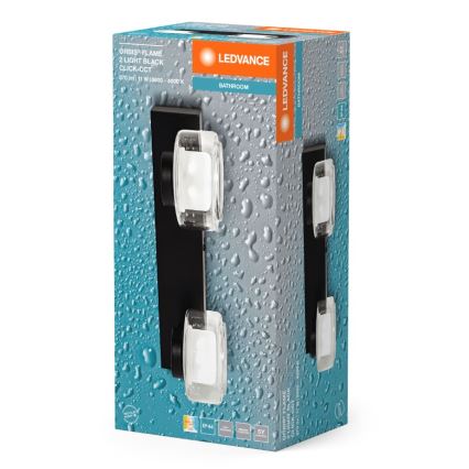 Ledvance - LED Vägglampa för badrum ORBIS FLAME 2xLED/5,5W/230V 3000/4000K IP44 svart