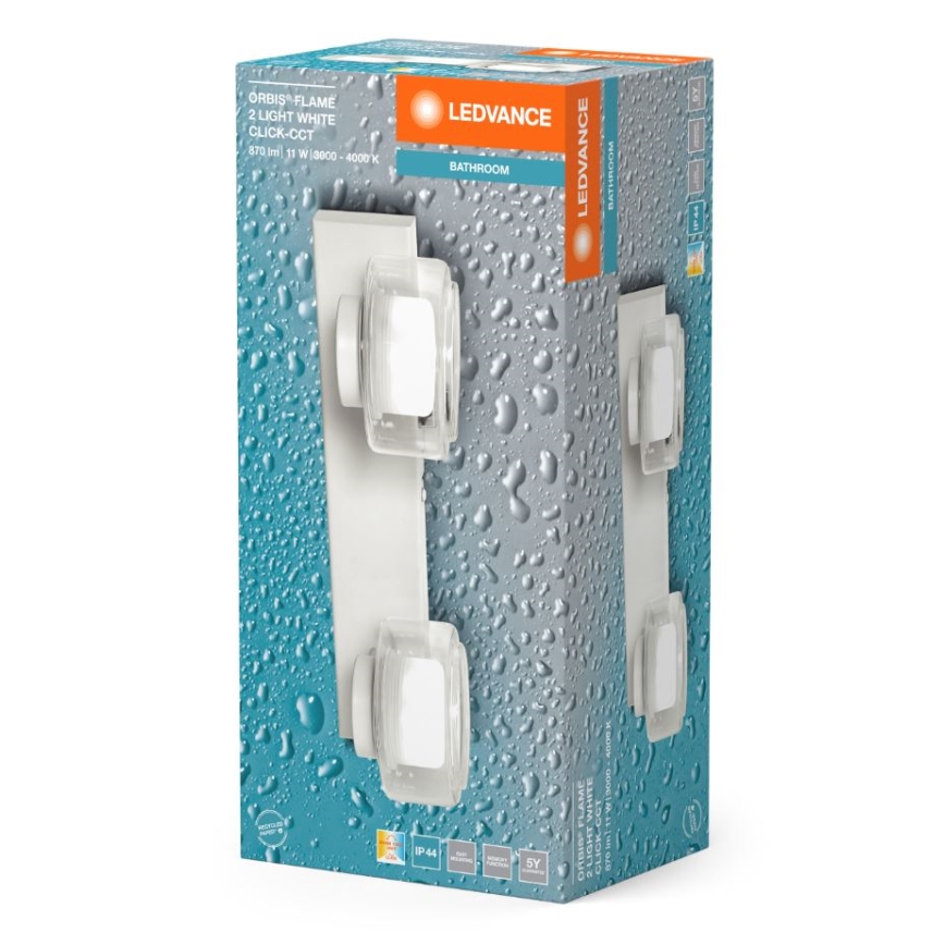 Ledvance - LED Vägglampa för badrum ORBIS FLAME 2xLED/5,5W/230V 3000/4000K IP44 vit