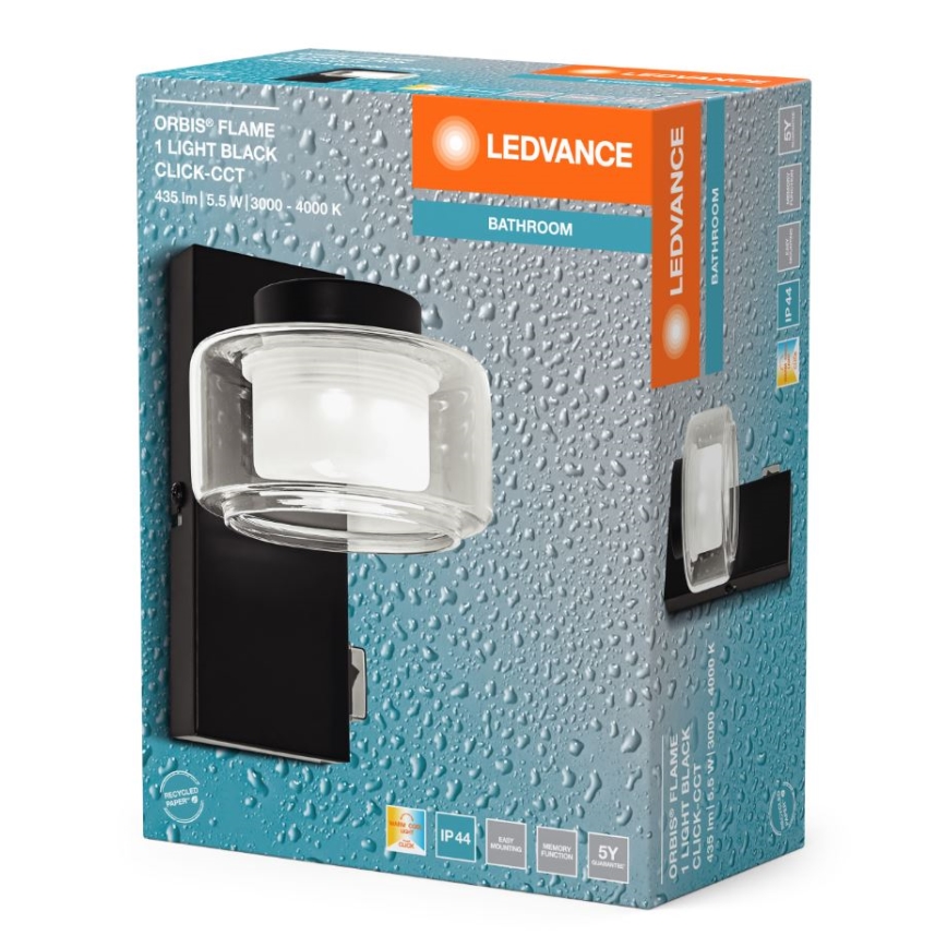 Ledvance - LED Vägglampa för badrum ORBIS FLAME LED/5,5W/230V 3000/4000K IP44 svart