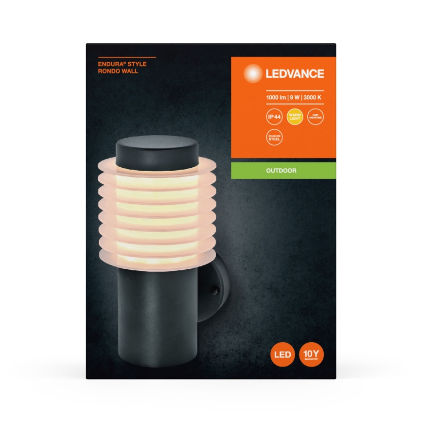 Ledvance - LED vägglampa för utomhusbruk ENDURA RONDO LED/9W/230V IP44 antracit
