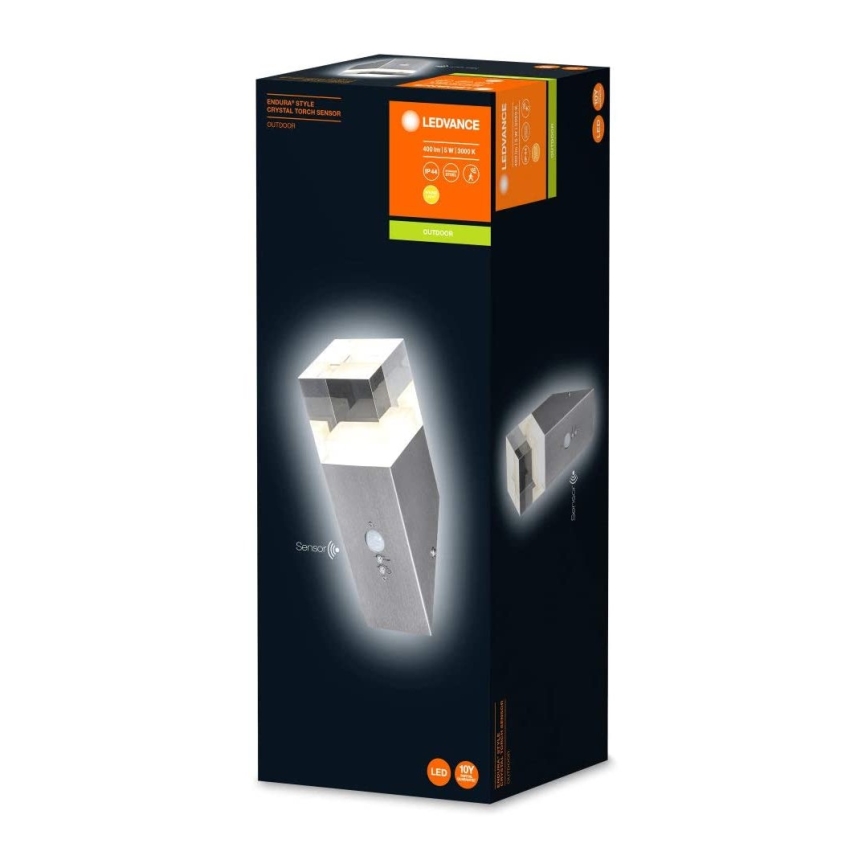 Ledvance - LEDUtomhus Väggbelysning med sensor Kristall 1xLED/5W/230V IP44