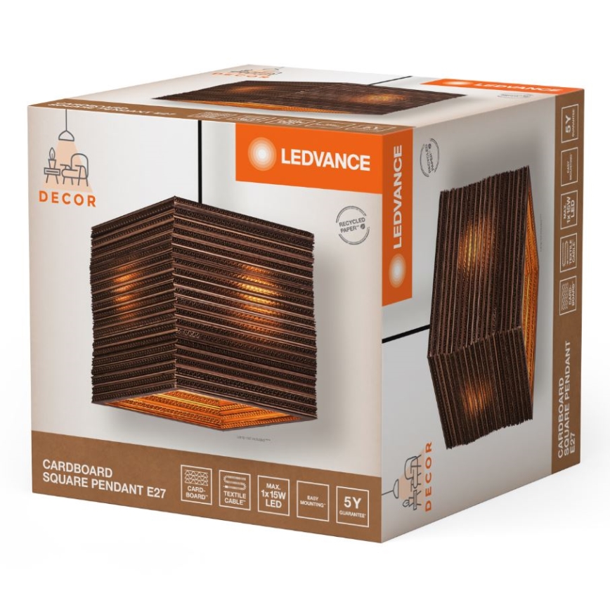 Ledvance - Ljuskrona med textilsladd DECOR CARDBOARD 1xE27/15W/230V 25x25 cm