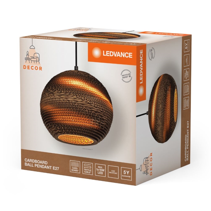 Ledvance - Ljuskrona med textilsladd DECOR CARDBOARD 1xE27/15W/230V diameter 26 cm