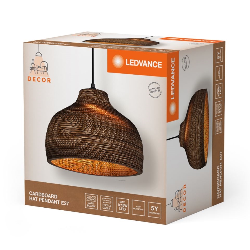Ledvance - Ljuskrona med textilsladd DECOR CARDBOARD 1xE27/15W/230V diameter 36 cm