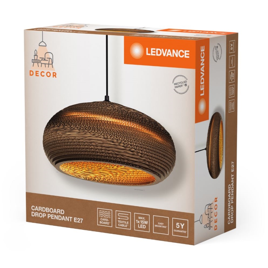 Ledvance - Ljuskrona med textilsladd DECOR CARDBOARD 1xE27/15W/230V diameter 40 cm