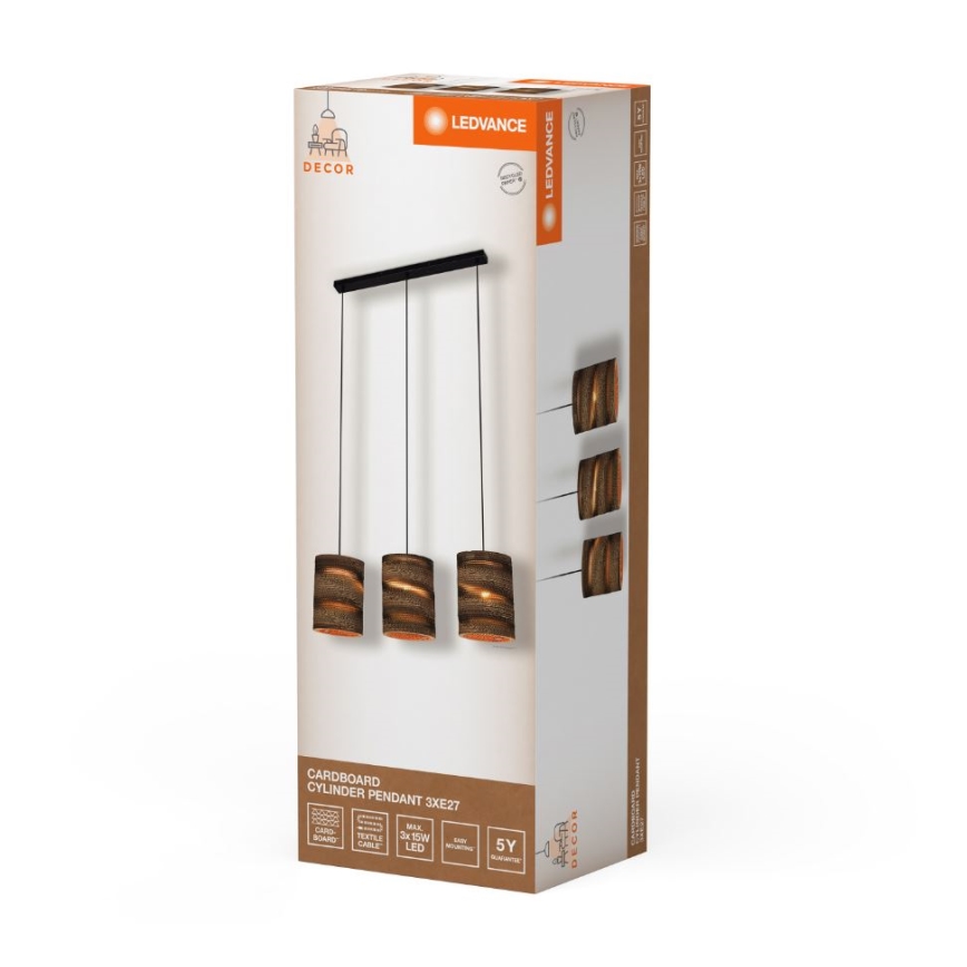 Ledvance - Ljuskrona med textilsladd DECOR CARDBOARD 3xE27/15W/230V