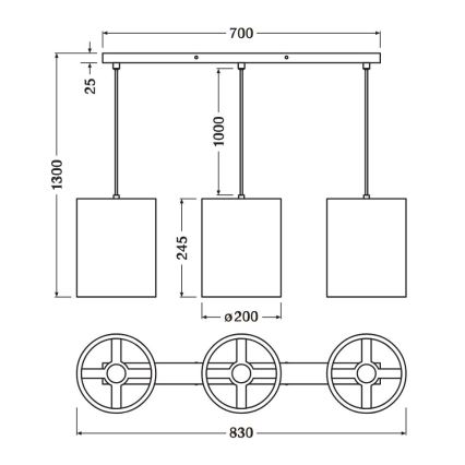 Ledvance - Ljuskrona med textilsladd DECOR CARDBOARD 3xE27/15W/230V