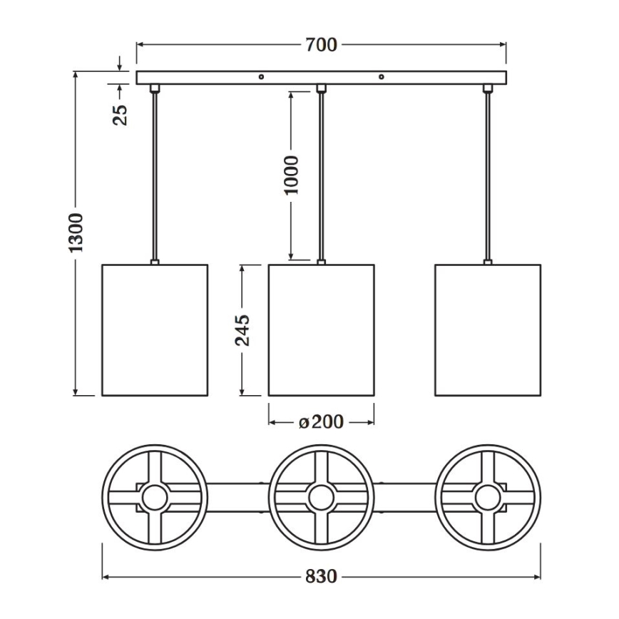 Ledvance - Ljuskrona med textilsladd DECOR CARDBOARD 3xE27/15W/230V