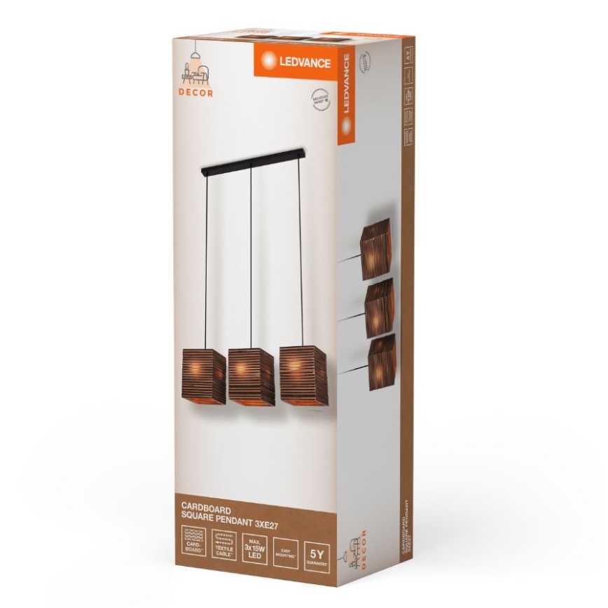 Ledvance - Ljuskrona med textilsladd DECOR CARDBOARD 3xE27/15W/230V