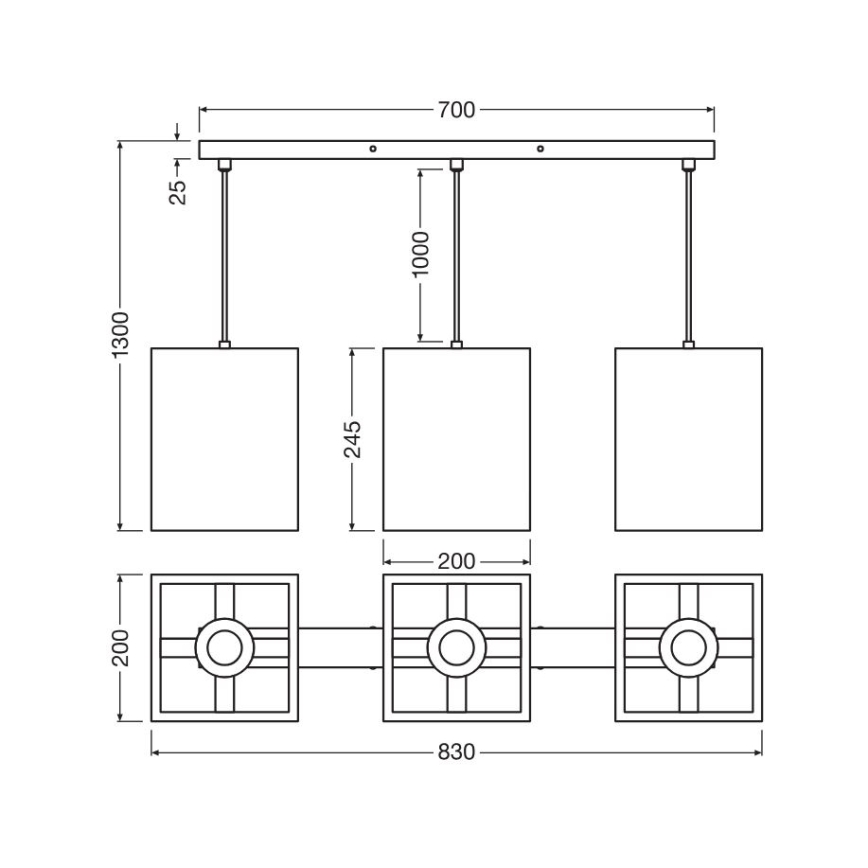 Ledvance - Ljuskrona med textilsladd DECOR CARDBOARD 3xE27/15W/230V
