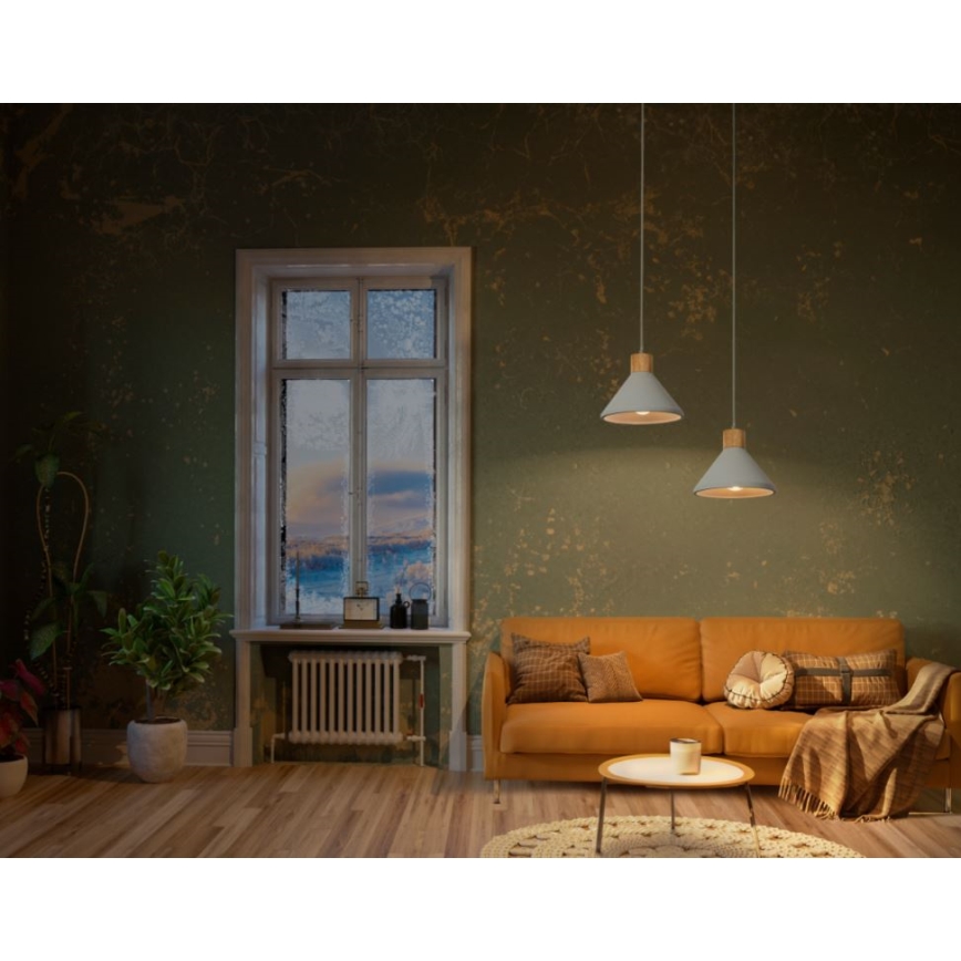 Ledvance - Ljuskrona med textilsladd DECOR CONCRETE 1xE27/15W/230V diameter 22 cm betong grå