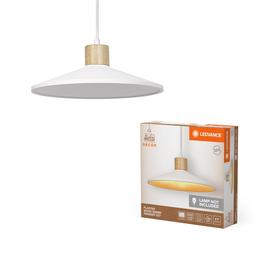Ledvance - Ljuskrona med textilsladd DECOR PLASTER 1xE27/25W/230V diameter 32 cm plåster vit