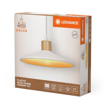 Ledvance - Ljuskrona med textilsladd DECOR PLASTER 1xE27/25W/230V diameter 32 cm plåster vit