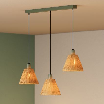 Ledvance - Ljuskrona med textilsladd DECOR RAFFIA 3xE27/15W/230V raffiabaster