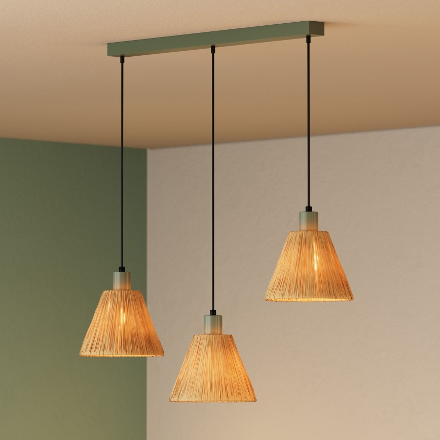 Ledvance - Ljuskrona med textilsladd DECOR RAFFIA 3xE27/15W/230V raffiabaster