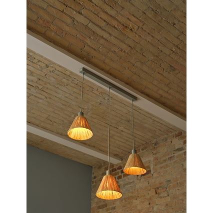 Ledvance - Ljuskrona med textilsladd DECOR RAFFIA 3xE27/15W/230V raffiabaster