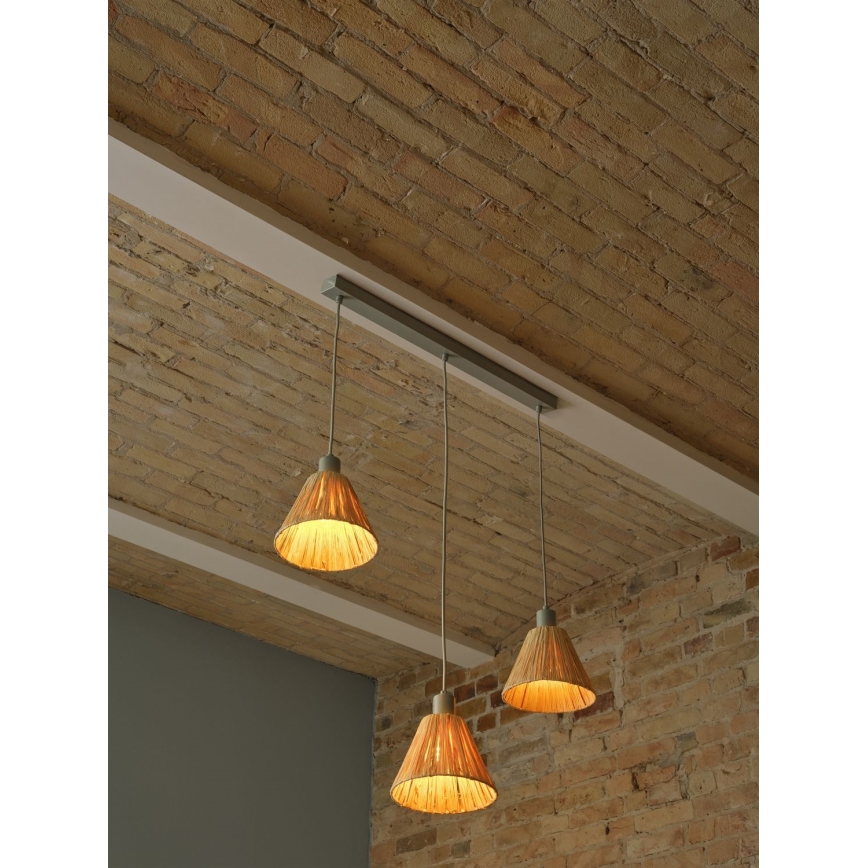 Ledvance - Ljuskrona med textilsladd DECOR RAFFIA 3xE27/15W/230V raffiabaster