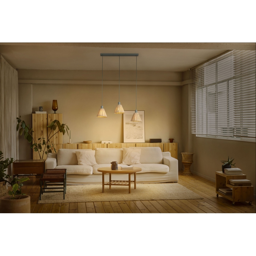 Ledvance - Ljuskrona med textilsladd DECOR RAFFIA 3xE27/15W/230V raffiabaster