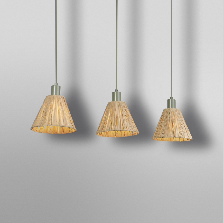 Ledvance - Ljuskrona med textilsladd DECOR RAFFIA 3xE27/15W/230V raffiabaster
