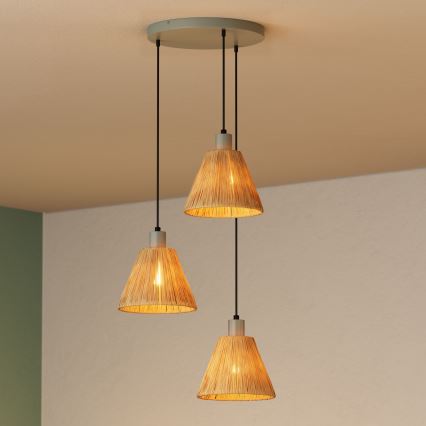 Ledvance - Ljuskrona med textilsladd DECOR RAFFIA 3xE27/15W/230V raffiabaster
