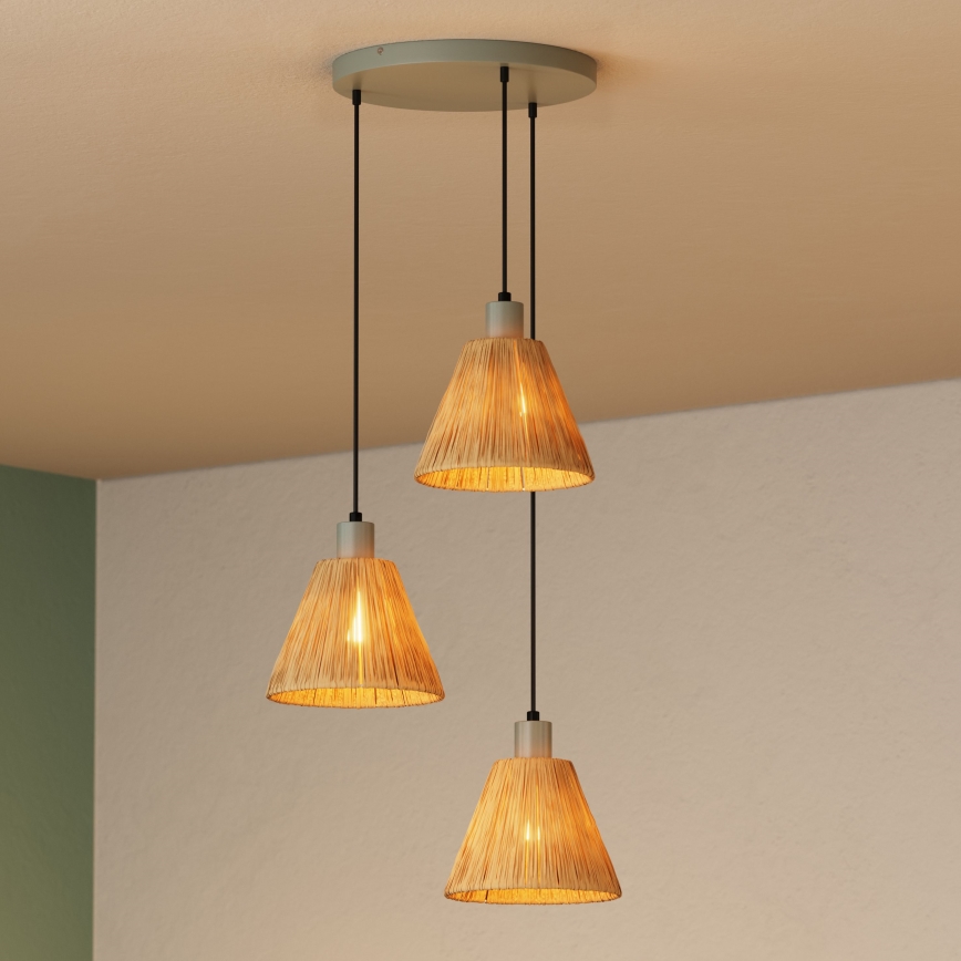 Ledvance - Ljuskrona med textilsladd DECOR RAFFIA 3xE27/15W/230V raffiabaster