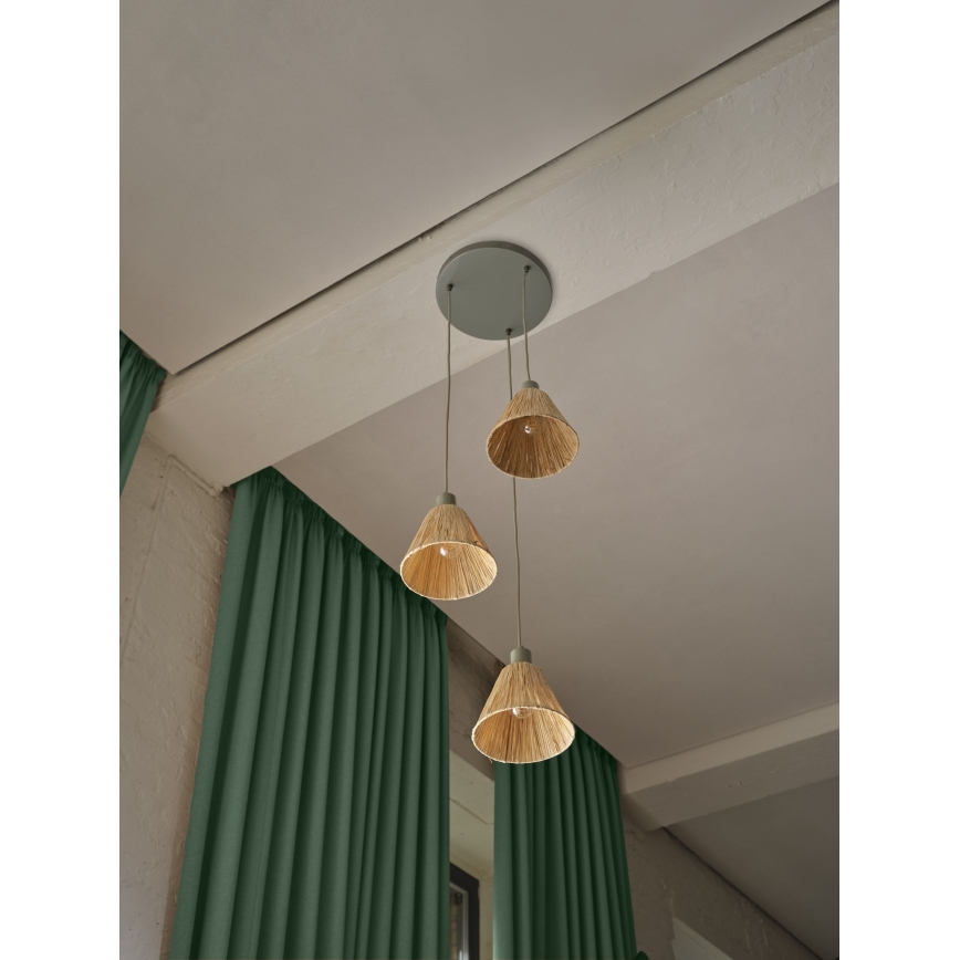Ledvance - Ljuskrona med textilsladd DECOR RAFFIA 3xE27/15W/230V raffiabaster
