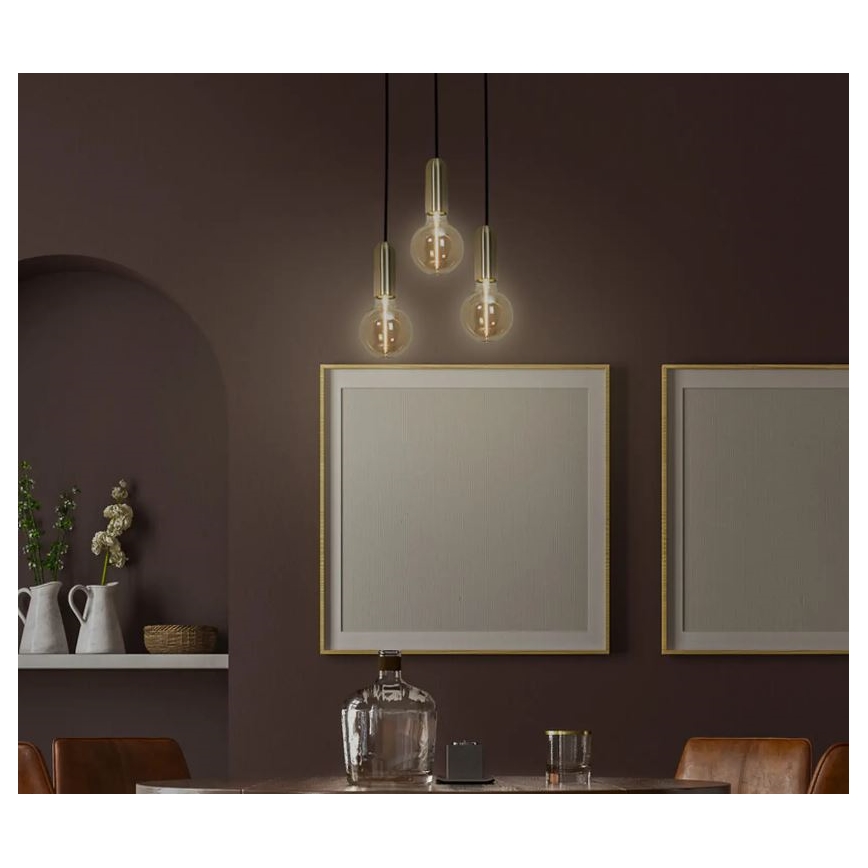 Ledvance - Ljuskrona med textilsladd PENDULUM ROUND 1xE27/15W/230V guld
