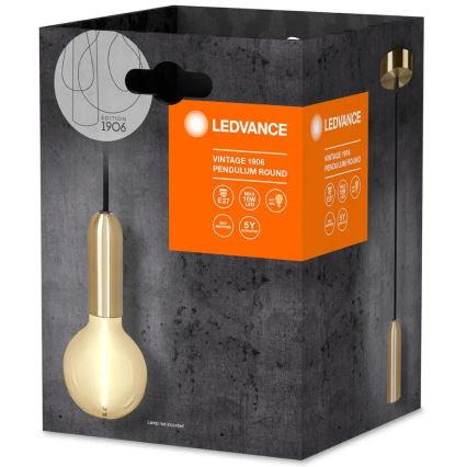 Ledvance - Ljuskrona med textilsladd PENDULUM ROUND 1xE27/15W/230V guld