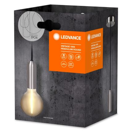 Ledvance - Ljuskrona med textilsladd PENDULUM ROUND 1xE27/15W/230V matt krom