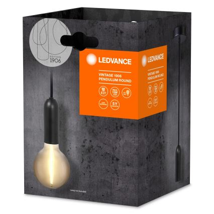 Ledvance - Ljuskrona med textilsladd PENDULUM ROUND 1xE27/15W/230V svart