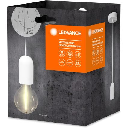 Ledvance - Ljuskrona med textilsladd PENDULUM ROUND 1xE27/15W/230V vit