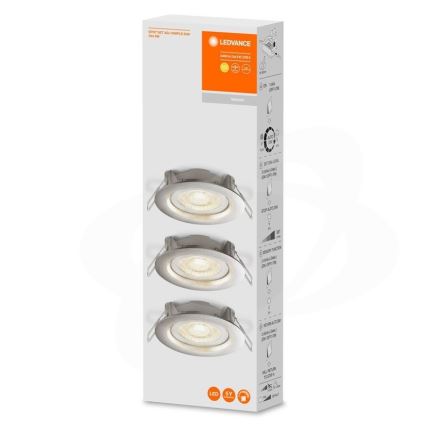 Ledvance - Set med 3 dimbara LED-infällda takarmaturer SIMPLE LED/4,9W/230V
