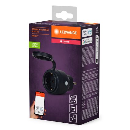 Ledvance - Smart utomhus uttag SMART+ 3680W/230V/Typ F/SCHUKO 16A IP44 svart