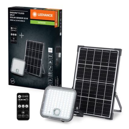 Ledvance - LED Dimbar solcellsstrålkastare med sensor FLOOD SPLIT LED/30W/6,4V 5000 mAh IP65 + fjärrkontroll