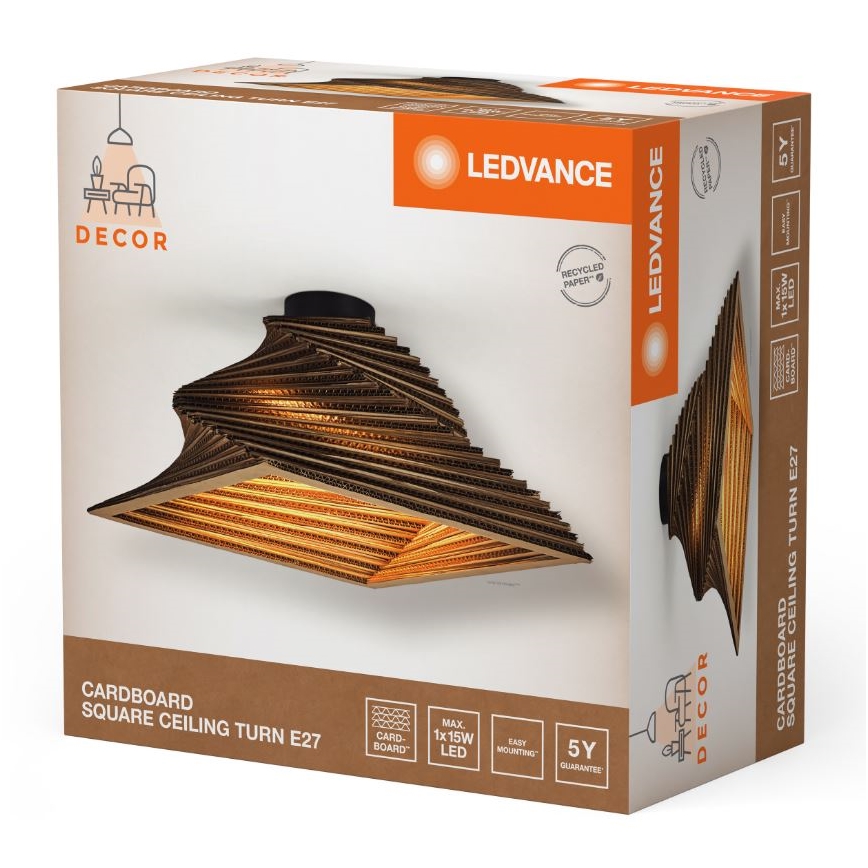 Ledvance - Taklampa DECOR CARDBOARD 1xE27/15W/230V 40x40 cm
