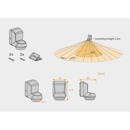 Ledvance - Utomhus infraröd rörelsesensor 230V IP55 antracit