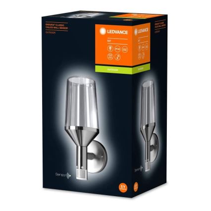 Ledvance - Utomhus Väggbelysning med sensor CALICE 1xE27/60W/230V IP44