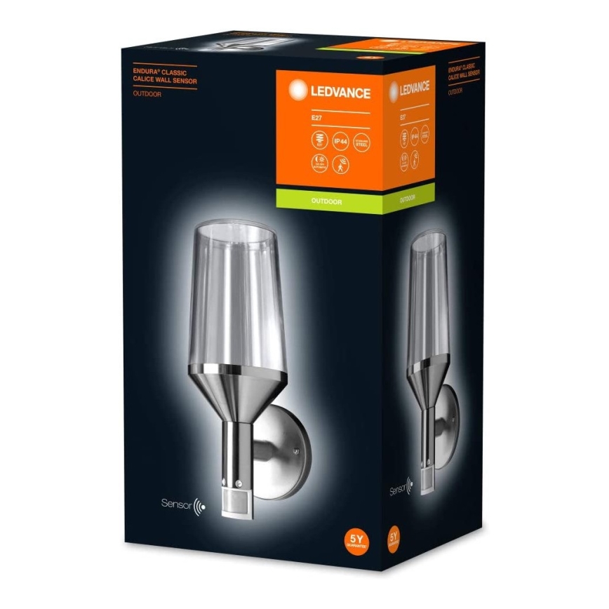 Ledvance - Utomhus Väggbelysning med sensor CALICE 1xE27/60W/230V IP44