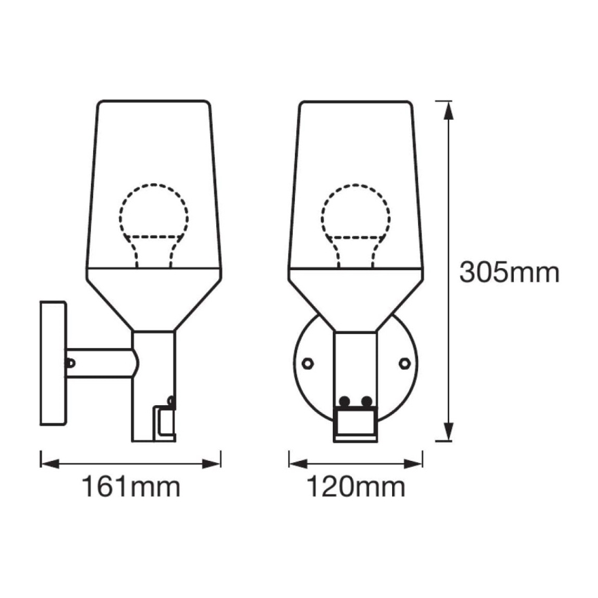 Ledvance - Utomhus Väggbelysning med sensor CALICE 1xE27/60W/230V IP44