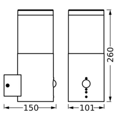Ledvance - Utomhus vägglampa med sensor EBRO 1xE27/20W/230V IP44