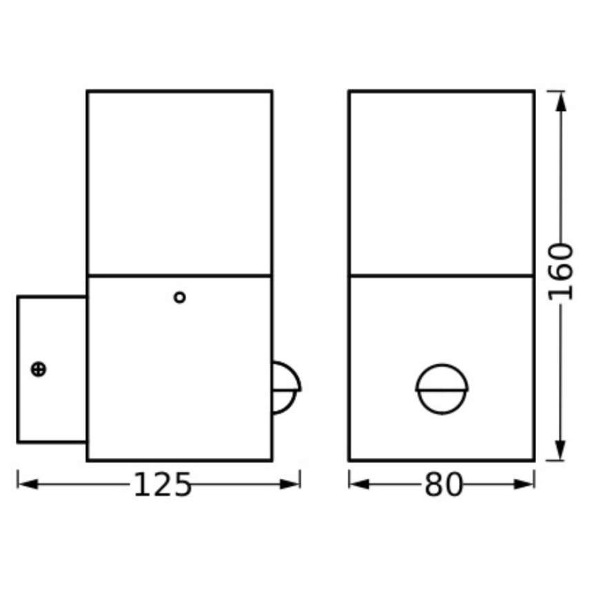 Ledvance - Utomhus vägglampa med sensor FIGO SQUARE 1xE27/20W/230V
